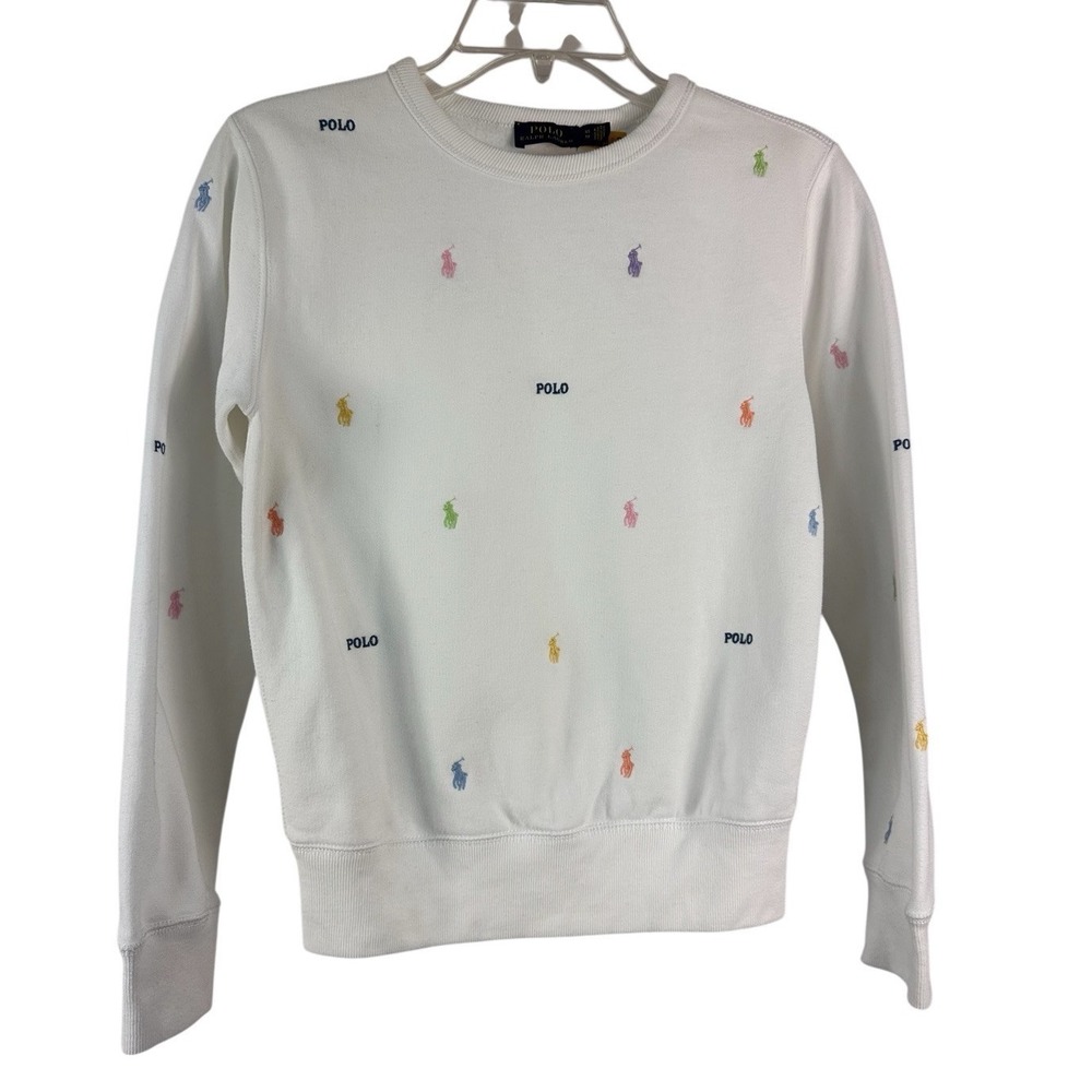 Polo Ralph Lauren Women All over Pony Fleece Sweatshirt XS/ X-Small